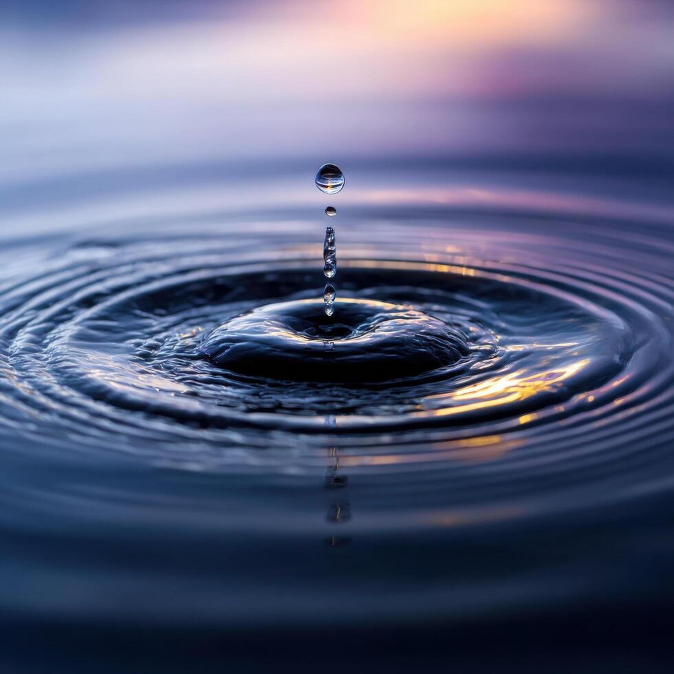 A Frozen Instant of a Water Droplet Hitting Water photo