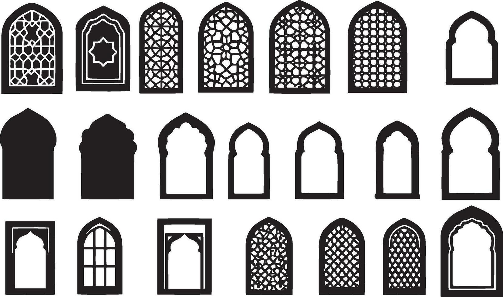 Islamic arched window designs windows silhouettes vector