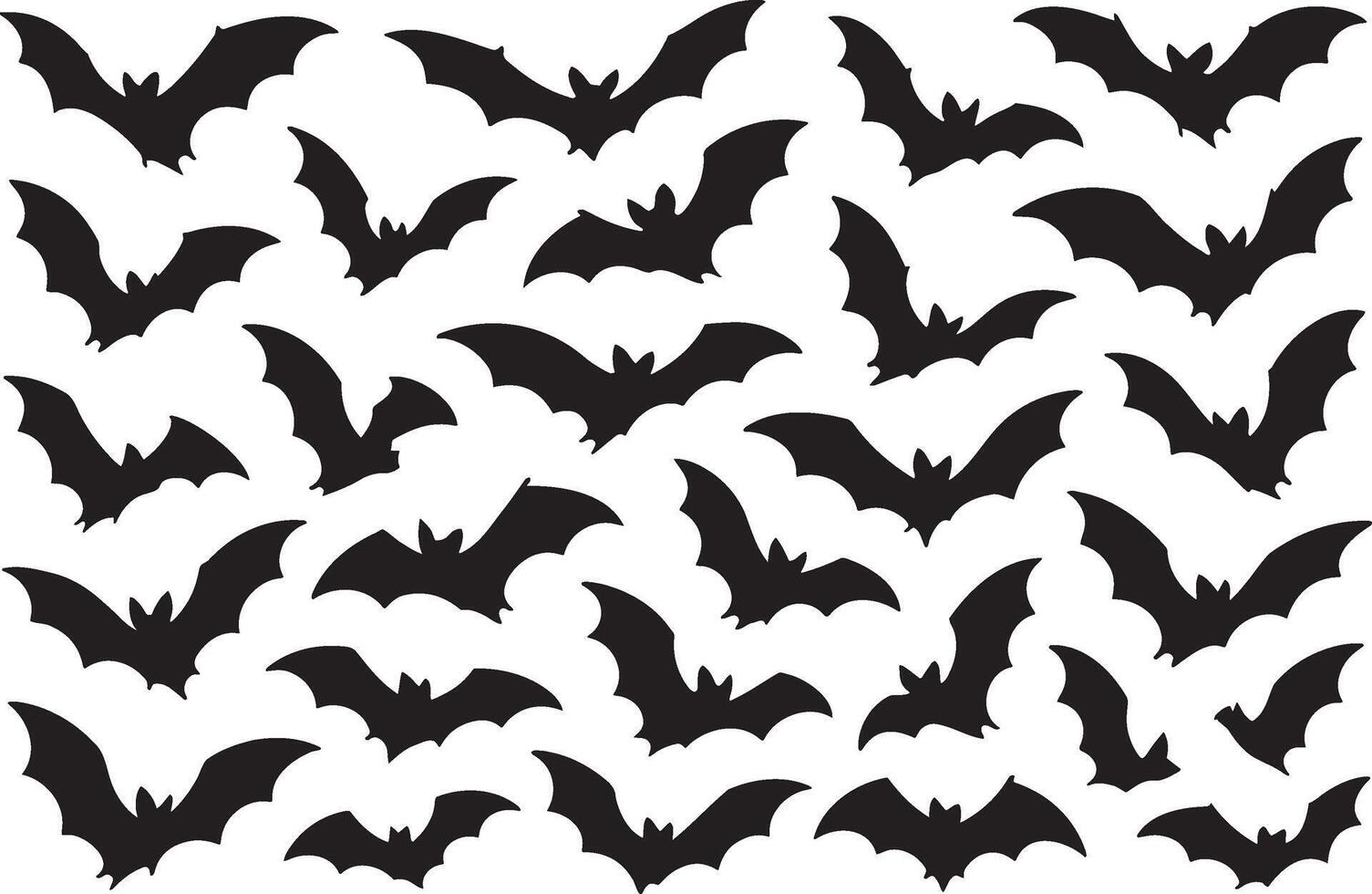Flying bats silhouette pattern black white vector