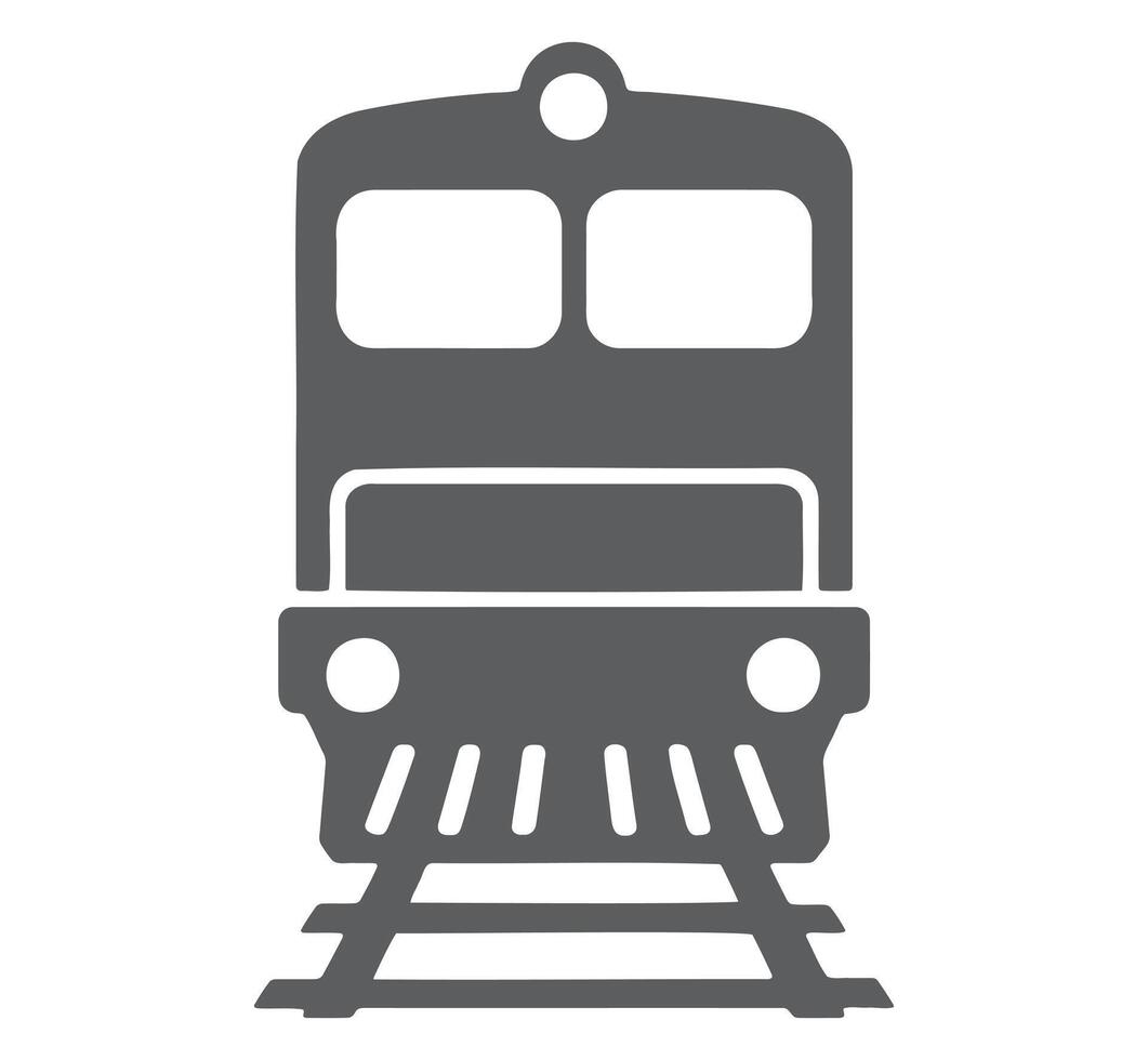 Locomotive front on tracks train engine vector