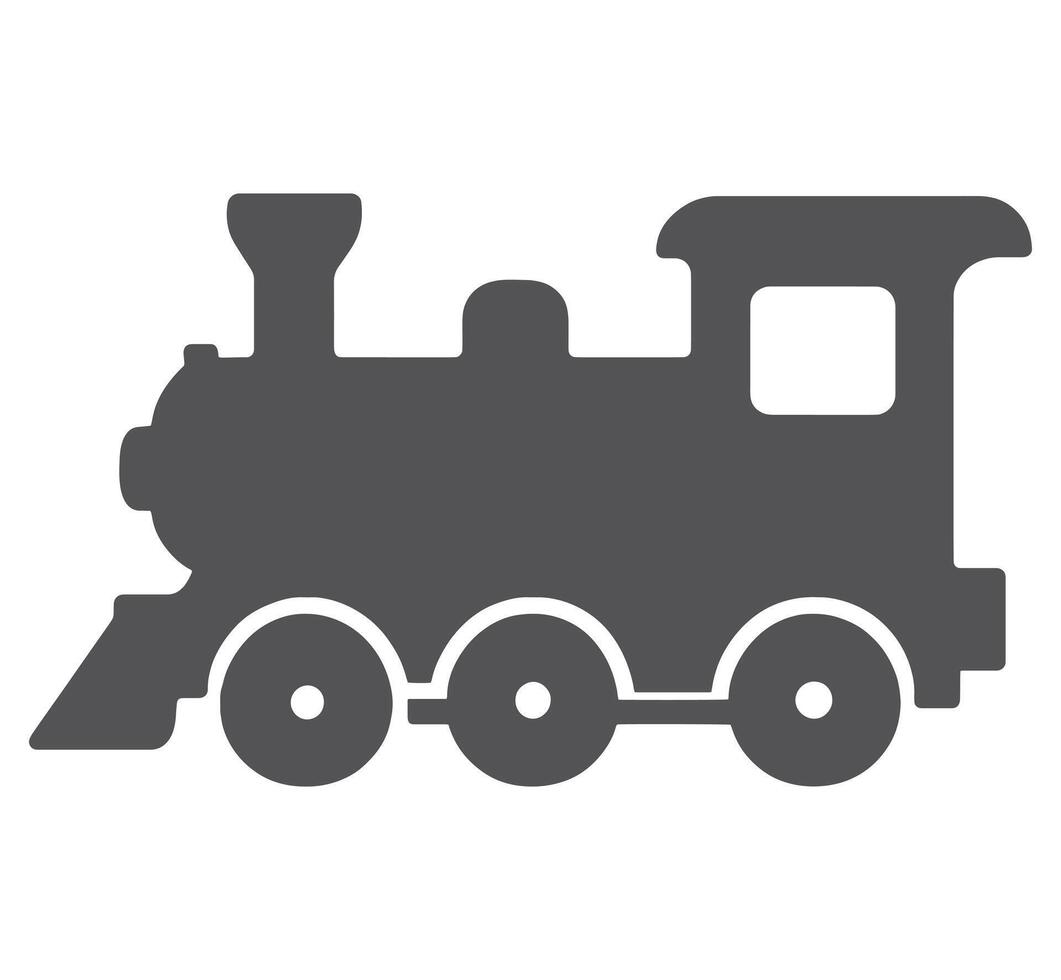 Dark grey silhouette of a steam locomotive train engine vector