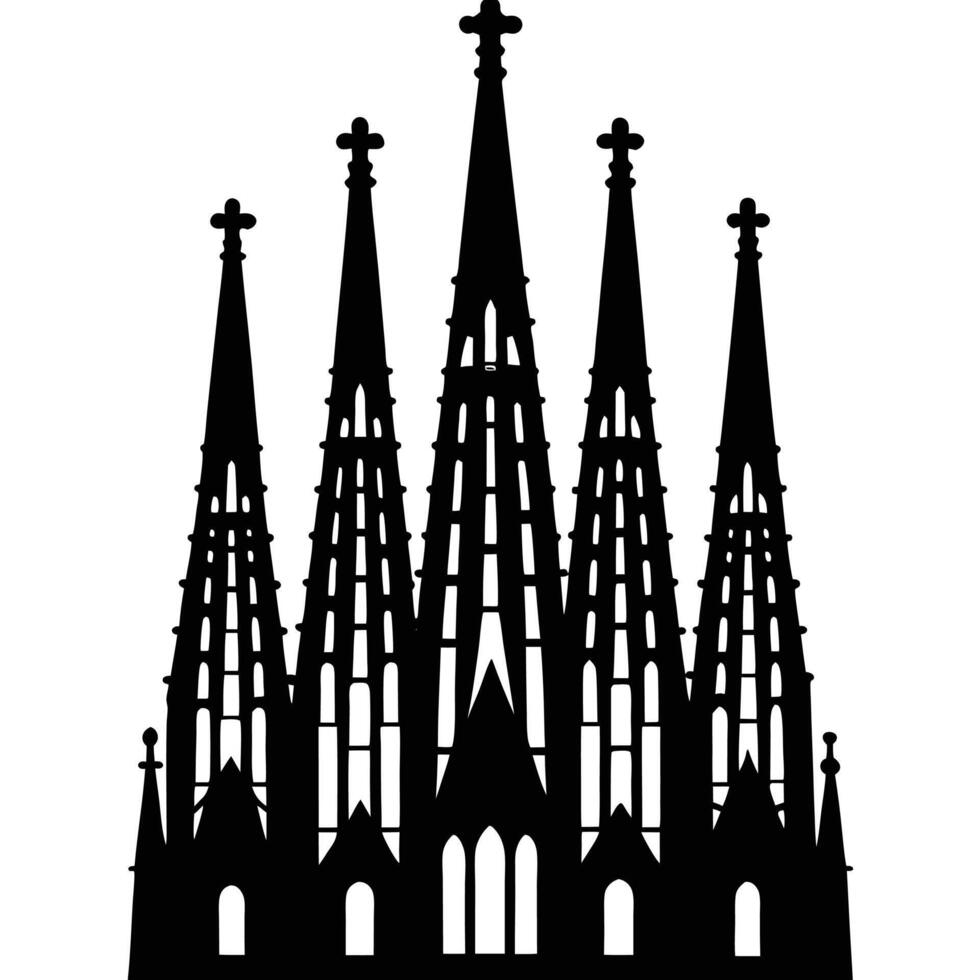 sagrada familia s towers outlined against the blue vector
