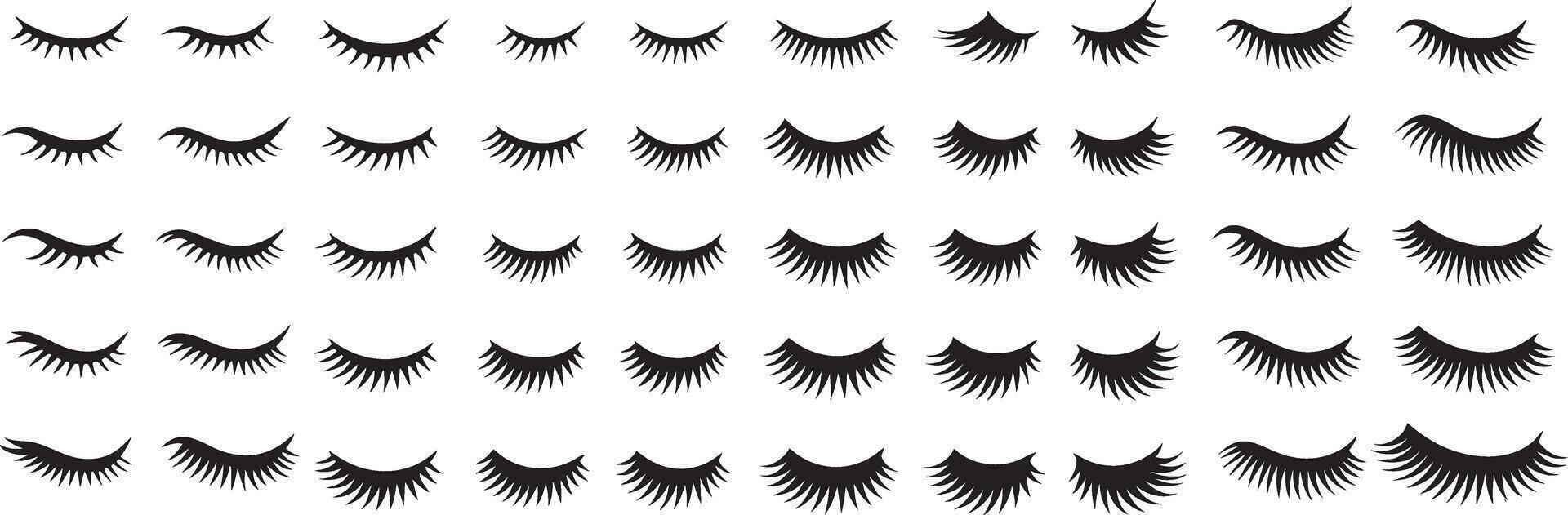 Black closed eyelashes pattern closed eyes white vector