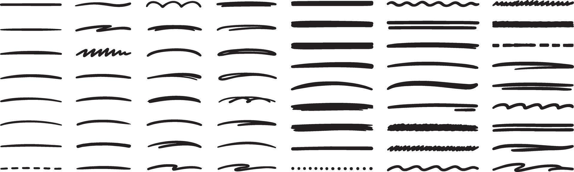 Black Underlines and Strokes Collection brush marker vector