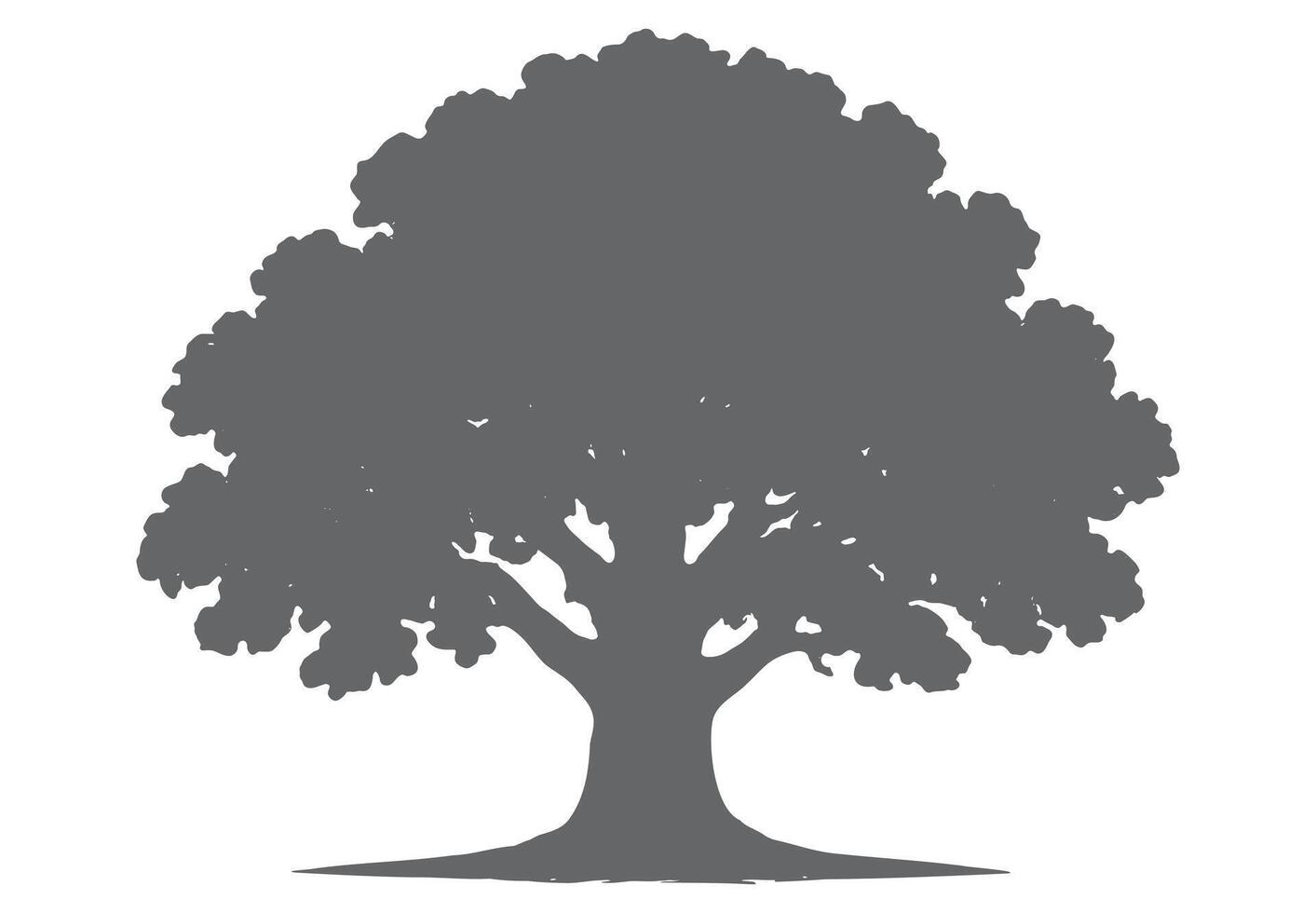 Majestic Oak Tree Silhouette grey nature vector