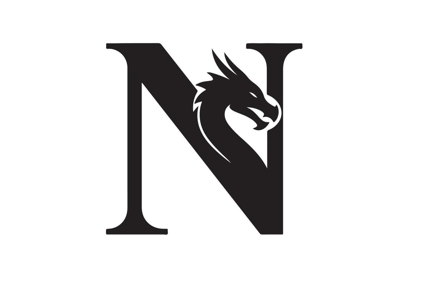 Dragon N Logo letter symbol vector