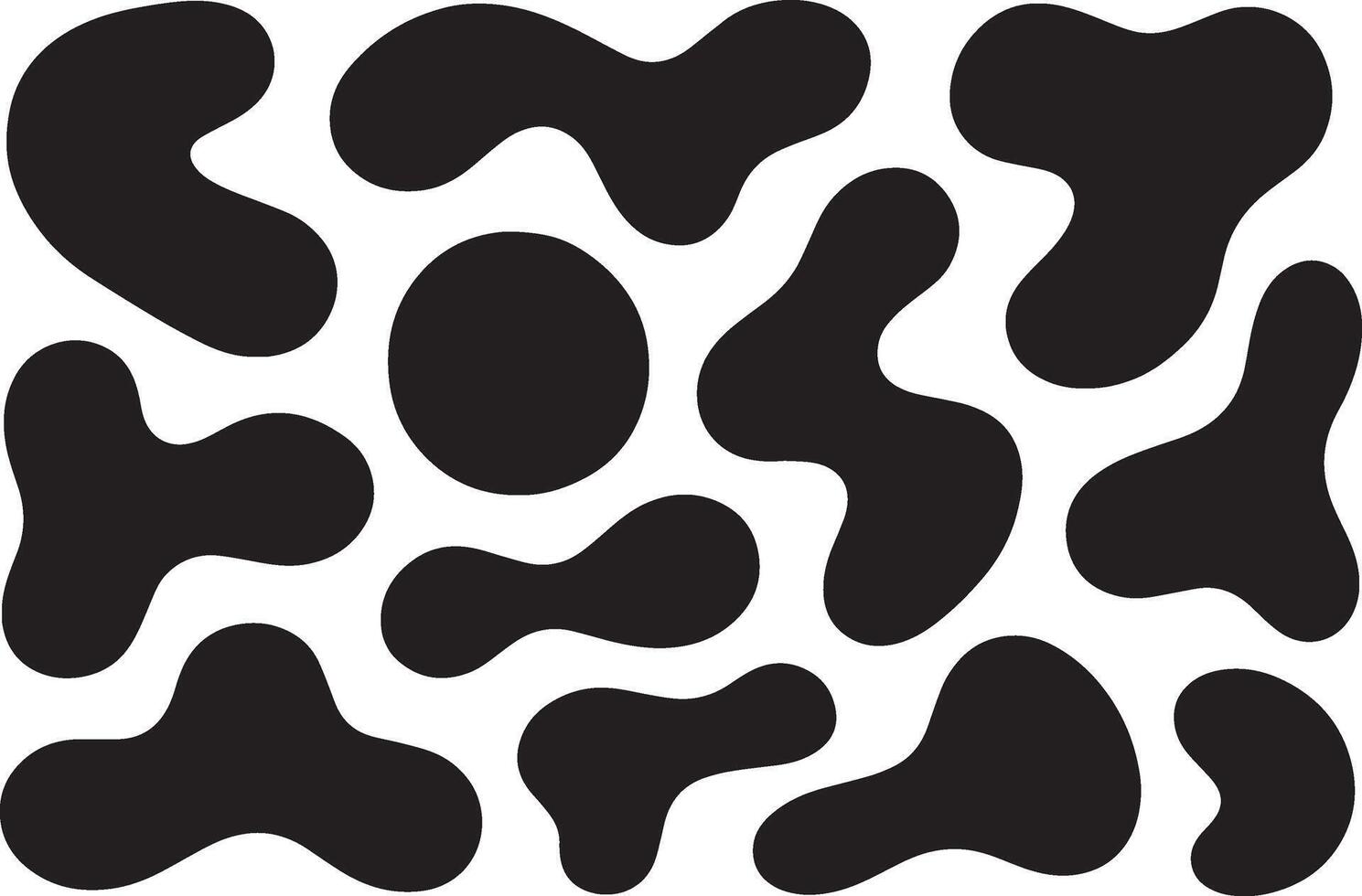 Organic black blobs on white abstract fluid vector