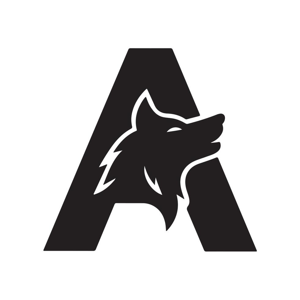 Wolf Head Within Letter A animal vector
