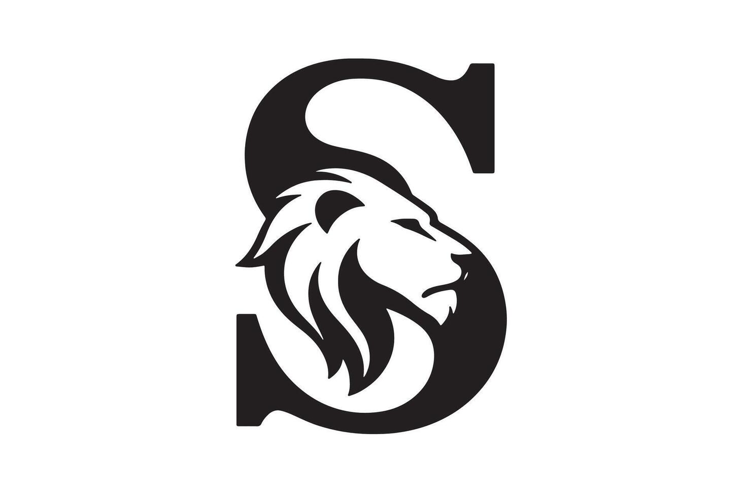 Lion Head S Letter profile mane vector