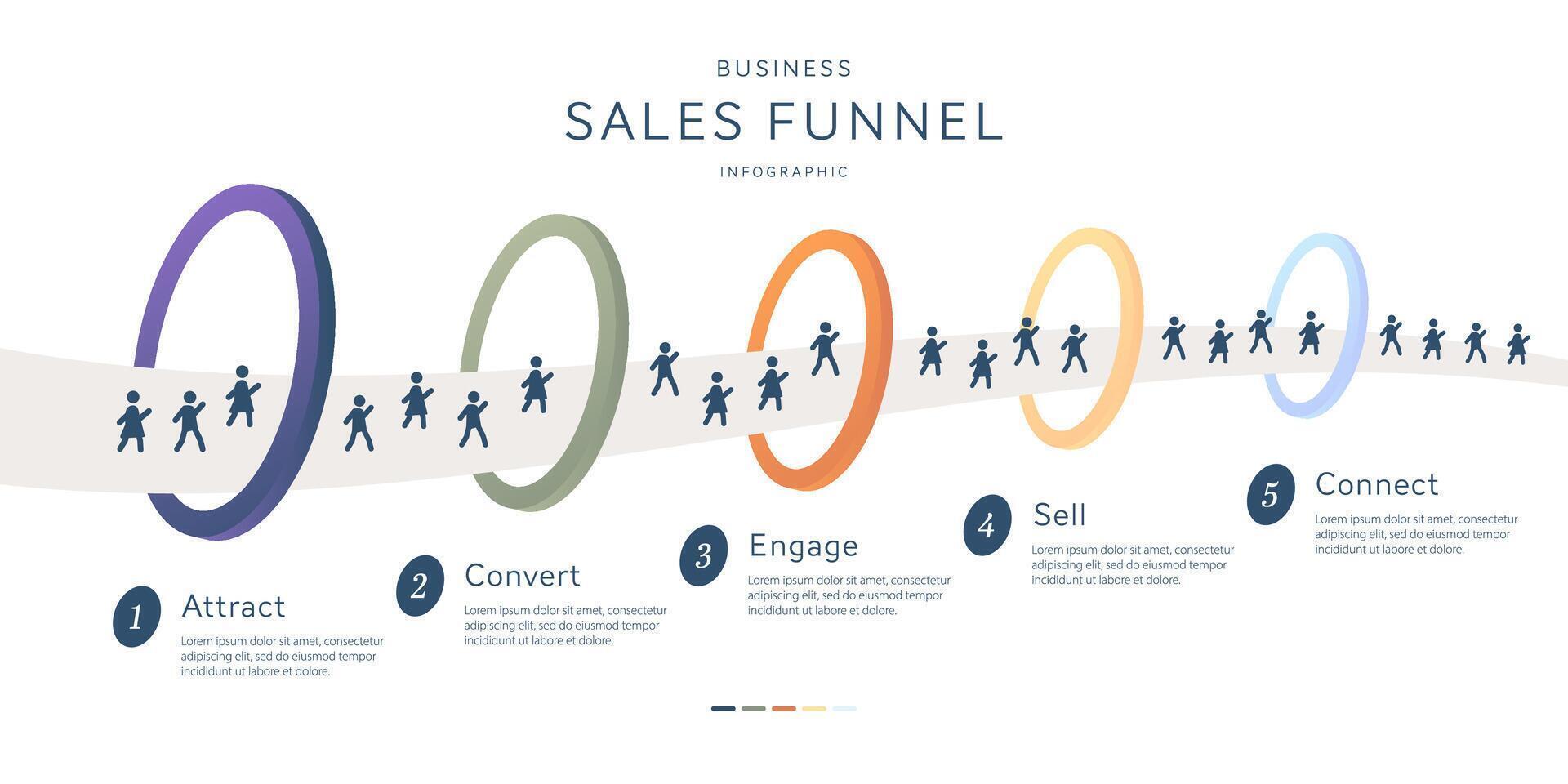 Infographic template for business. 5 Level minimal sales funnel diagram, presentation infographic. vector