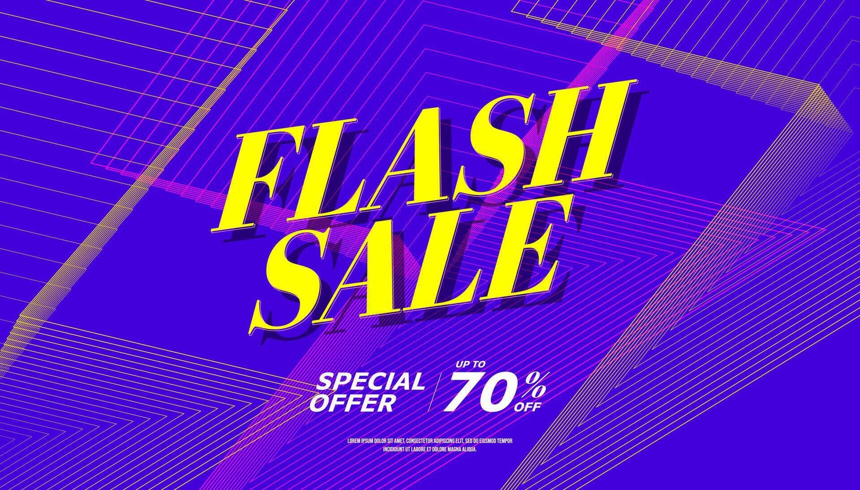 Flash Sale Shopping banner on purple background. Flash Sale banner template design for social media and website. Special offer Flash Sale campaign or promotion. vector