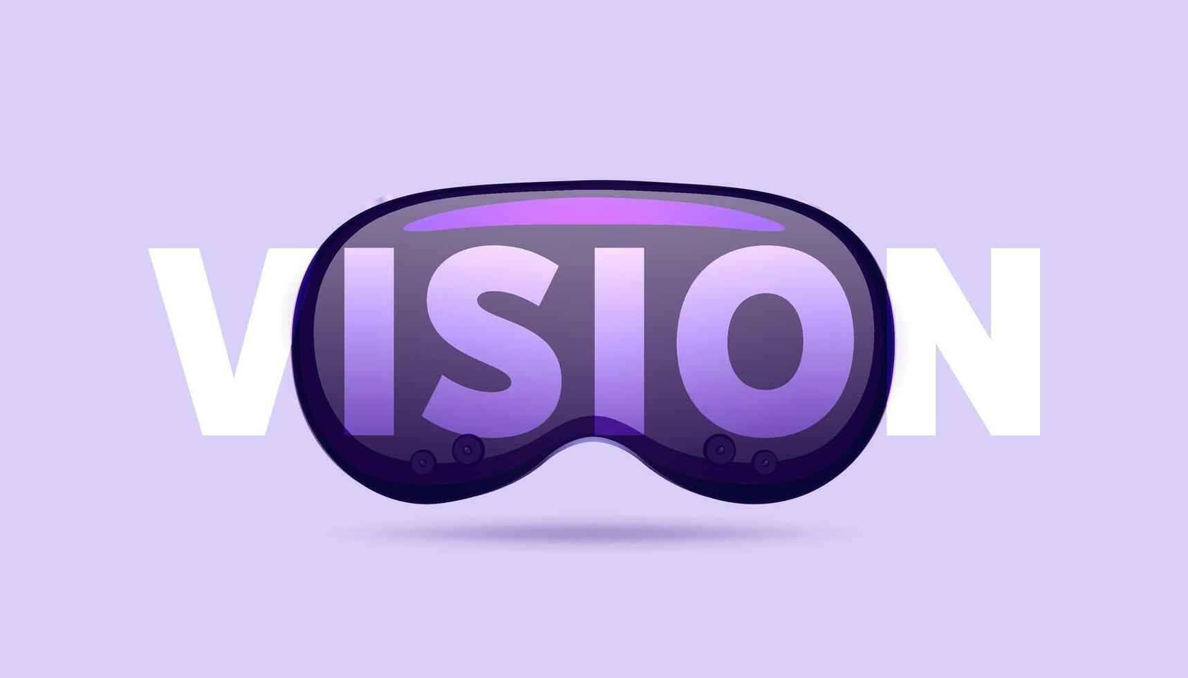 High-tech Futuristic technology Advanced Vision pro VR Glasses Virtual reality device, 360 VR modern helmet on purple background. vector