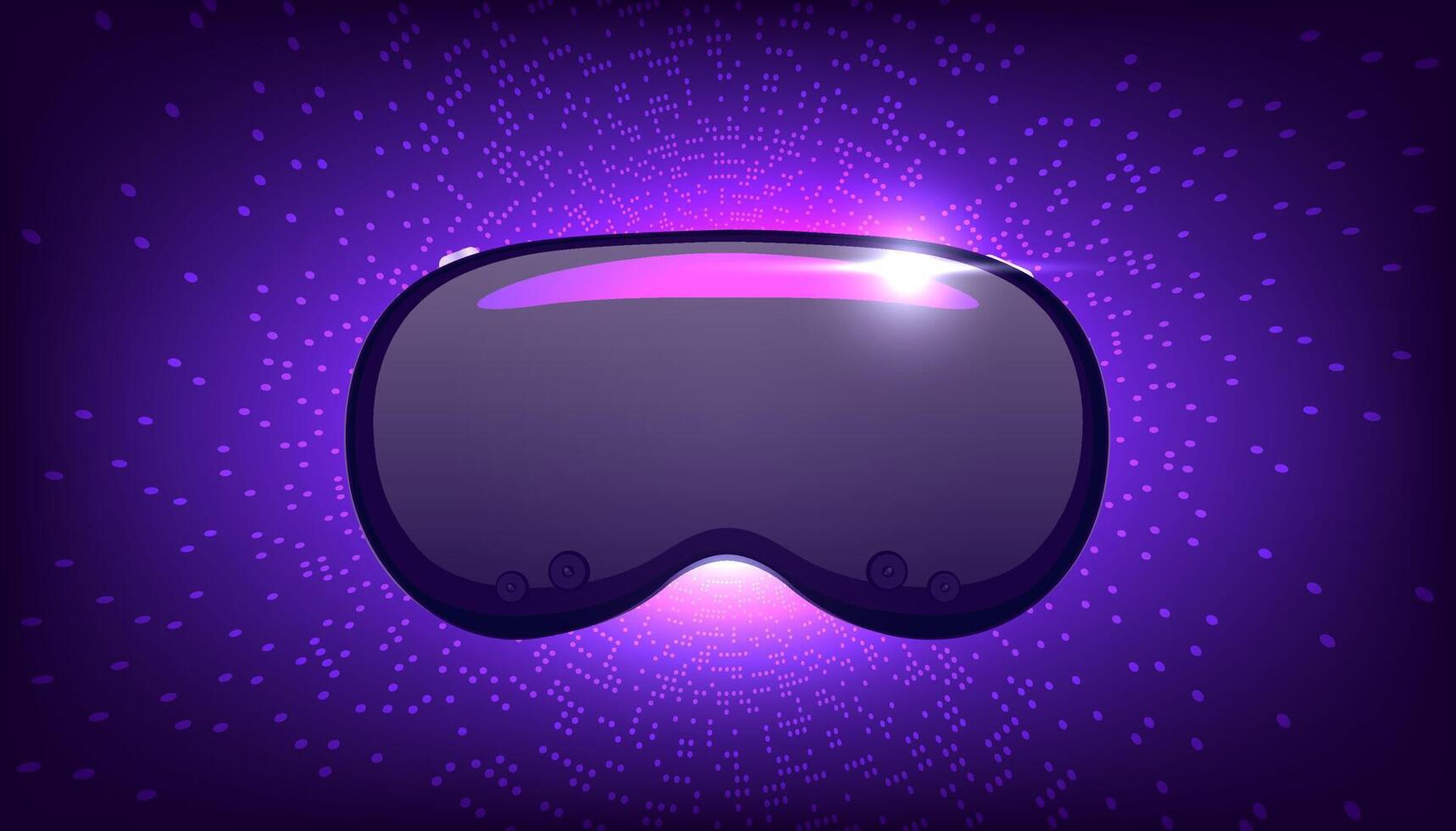 High tech Futuristic technology Advanced Vision pro-VR Glasses -Virtual reality device, 360 VR modern helmet on purple background. vector