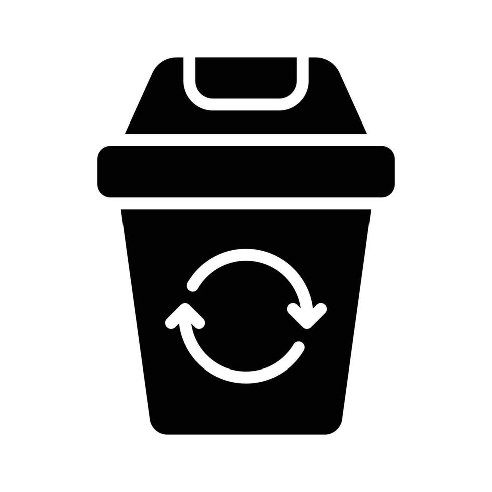 A clean glyph icon of household dustbin vector