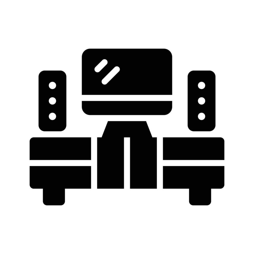 A premium glyph icon of cozy home cinema vector