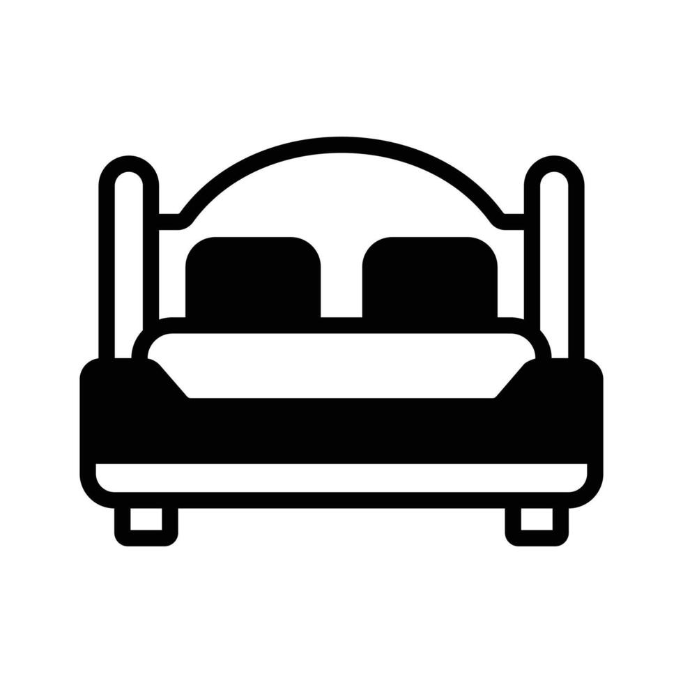 A premium glyph icon of comfortable home bed. vector