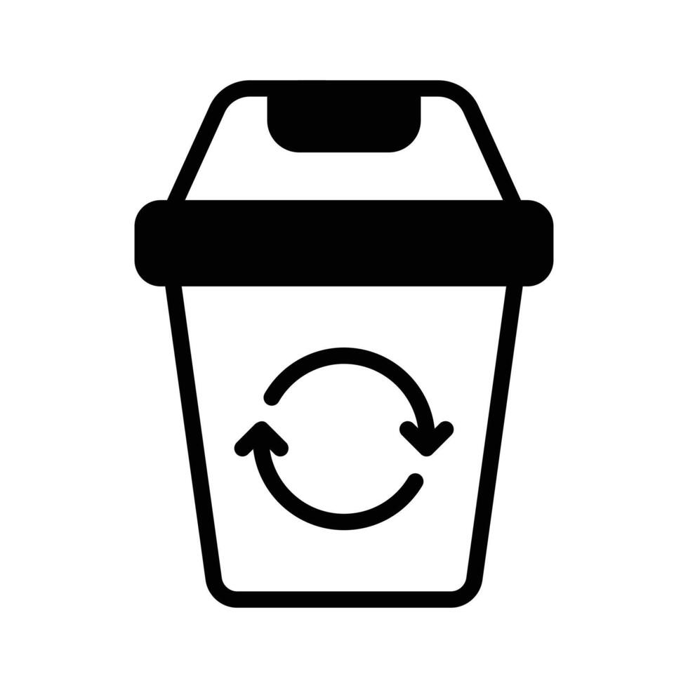 A clean glyph icon of household dustbin. vector