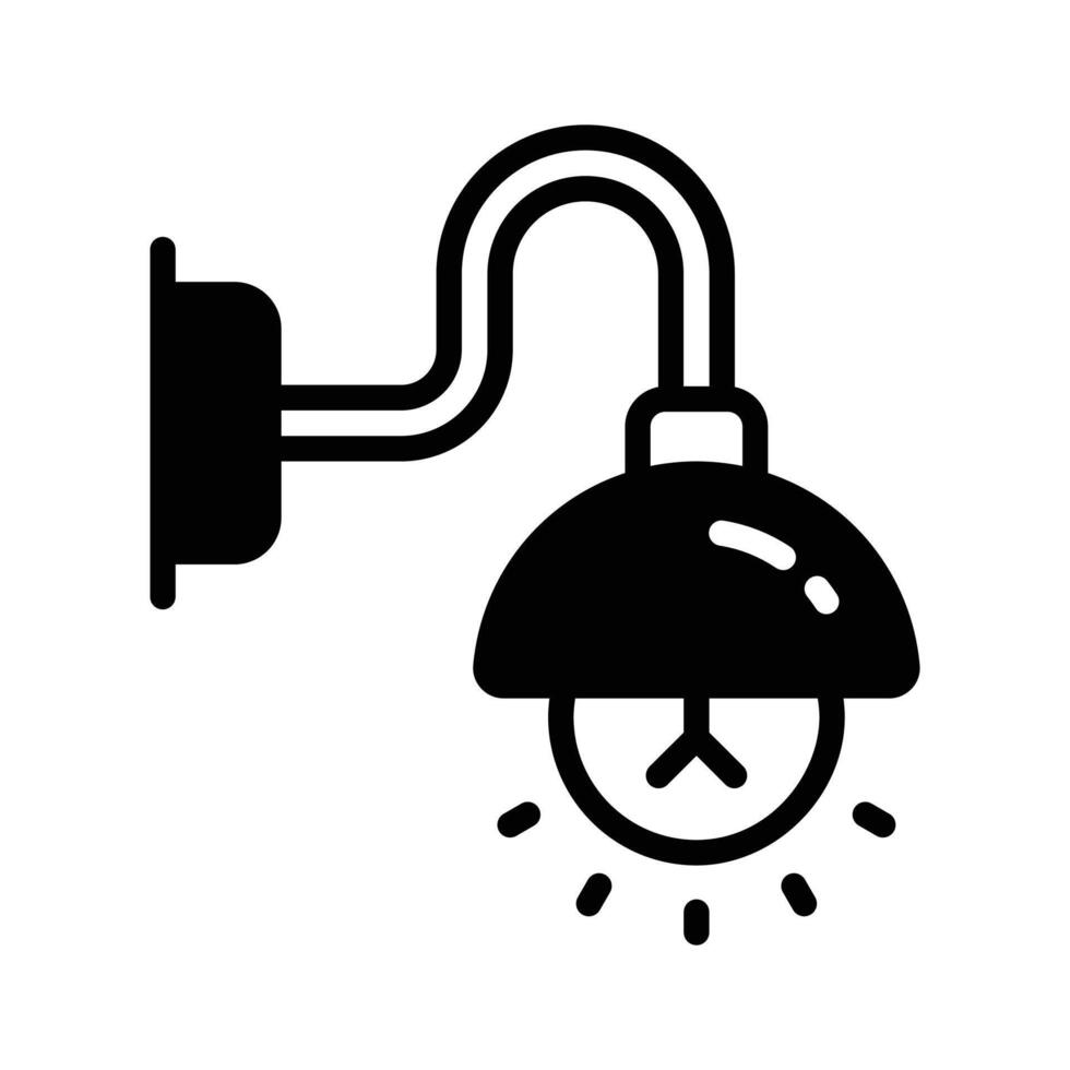 A sleek glyph icon of mounted wall light. vector