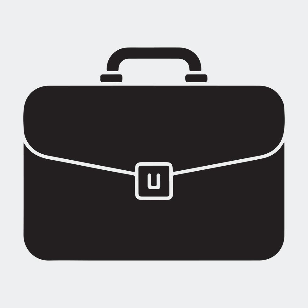 Minimal Black Briefcase Silhouette Icon for Work and Finance Themes vector