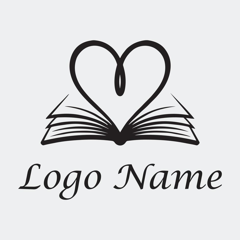 Modern Heart and Book Combined Logo for MindPages Identity vector