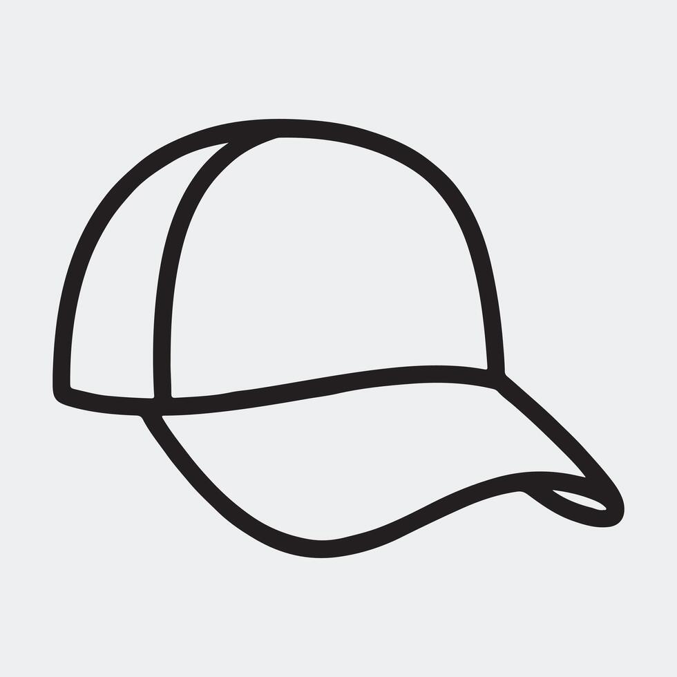 Clean Line Art of a Baseball Hat in Side View vector