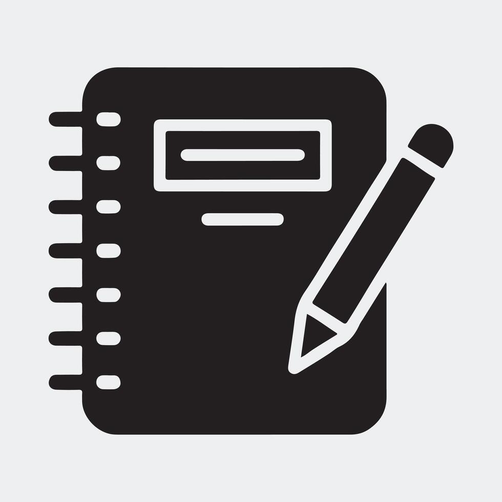 Minimalist Black and White Notebook Silhouette for Office Themes vector