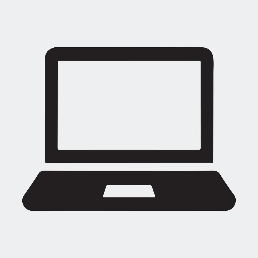 Solid Black Laptop Icon in Minimalist Silhouette Style vector