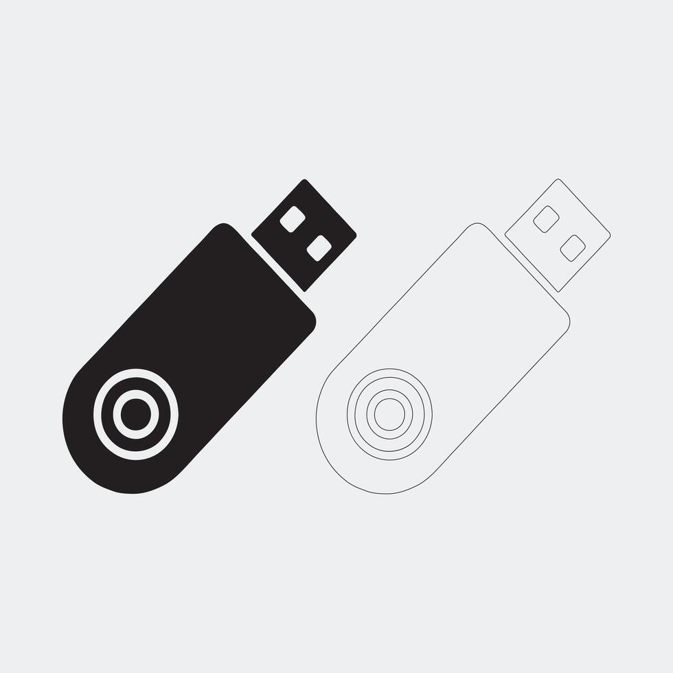 Clean Solid Black USB Drive Illustration for Technology Design vector