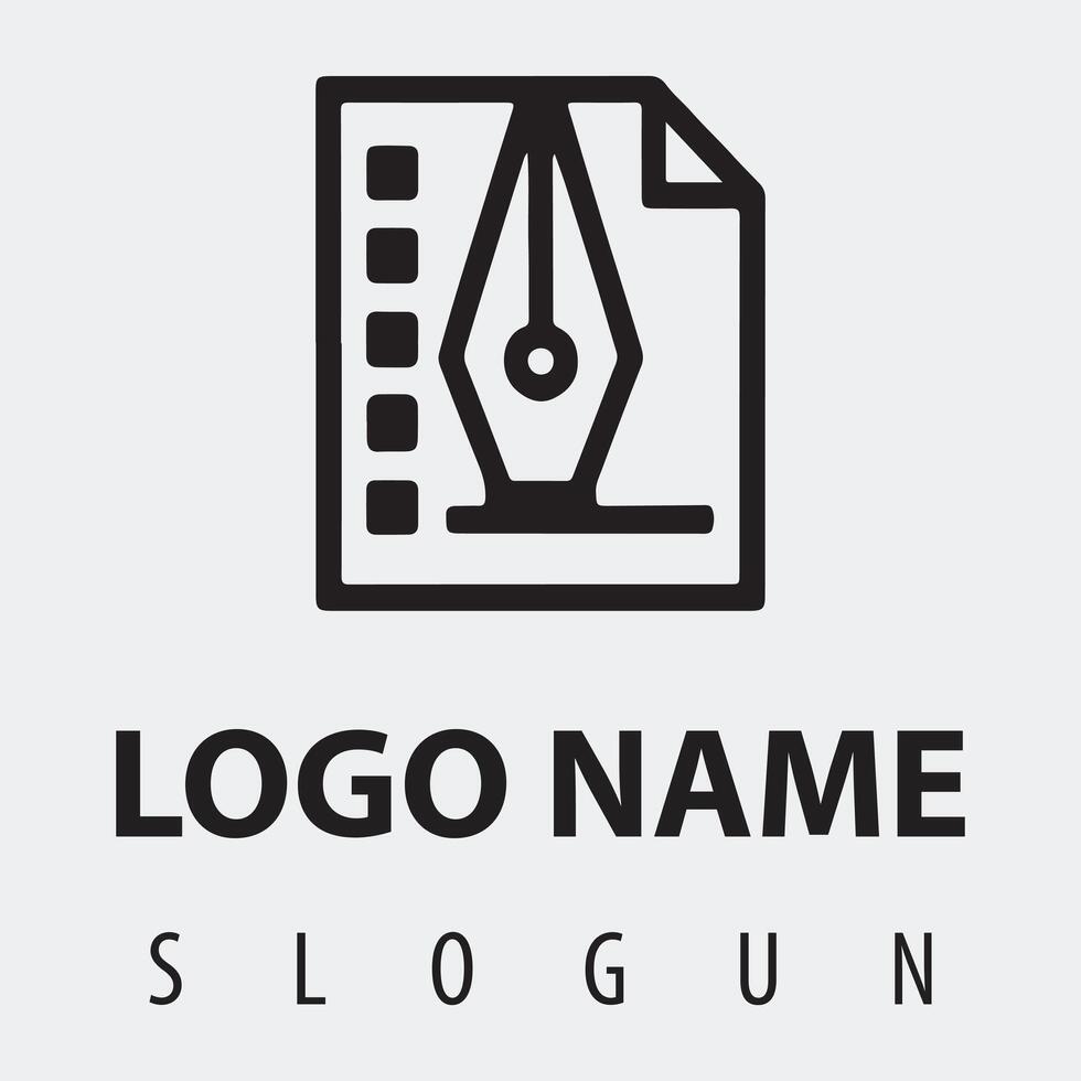 Clean and Minimalist Logo with Paper and Pen Symbol vector