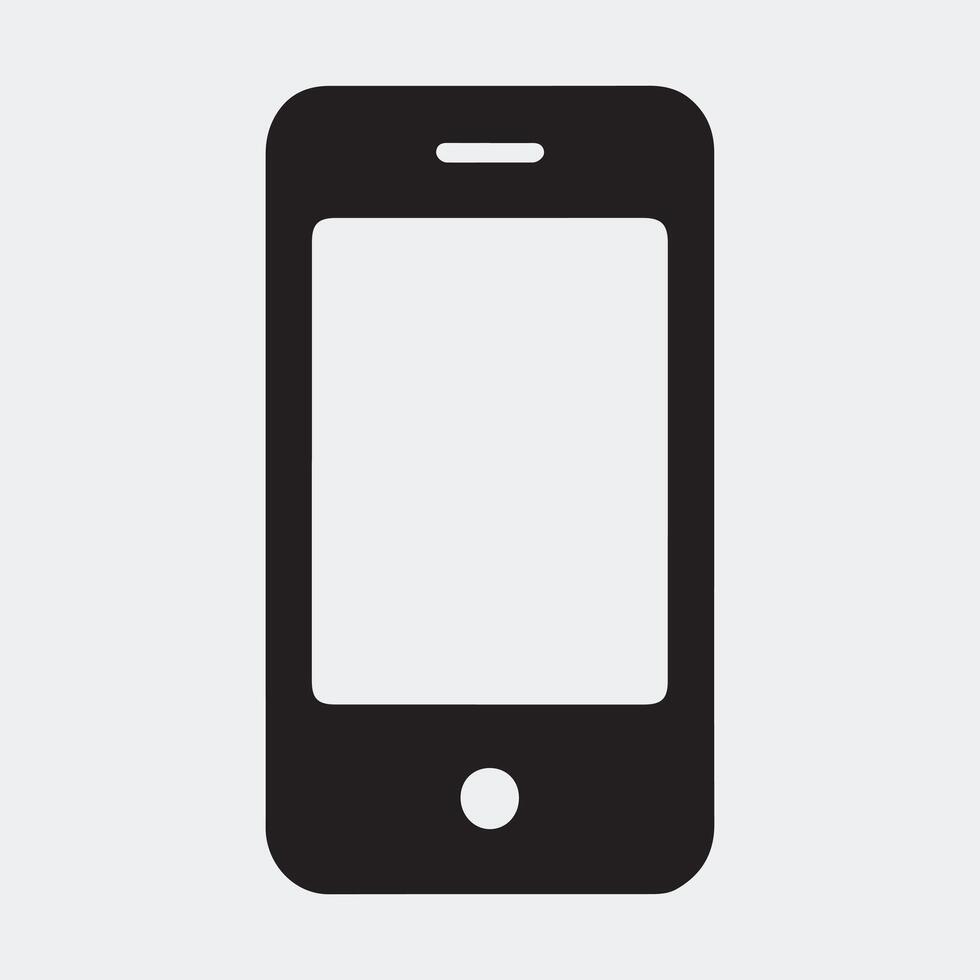 Simple black smartphone icon silhouette. vector