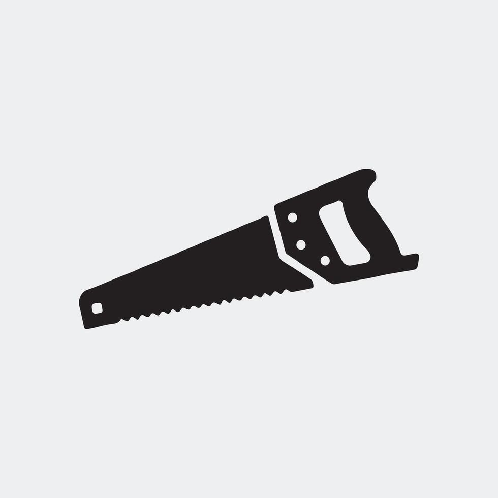 Solid Black Silhouette of a Traditional Hand Saw vector