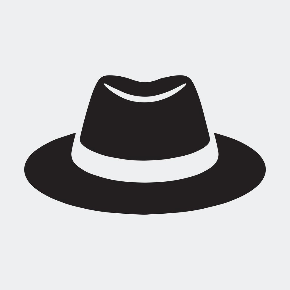 Solid Black Icon of a Classic Fedora Hat vector