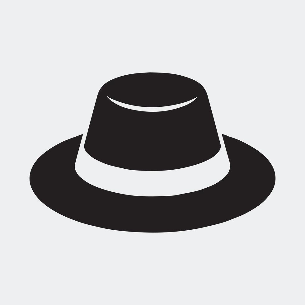 Minimalist Glyph Silhouette of a Stylish Fedora Hat vector