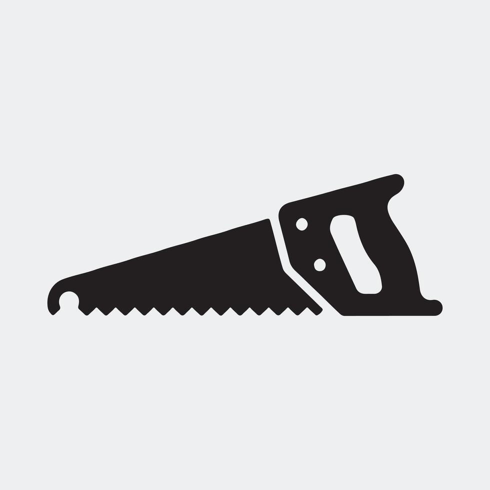 Bold Black and White Icon of a Classic Manual Saw vector