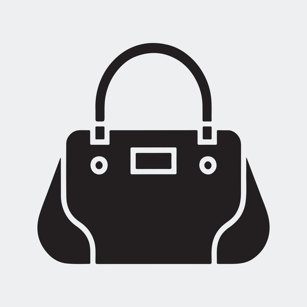 Solid Black Simple Handbag Icon Set for Fashion and Lifestyle vector