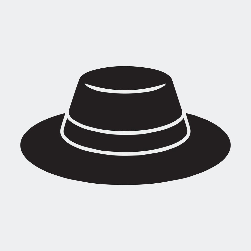 Bold Black Fedora Hat Icon for Fashion and Accessory Themes vector