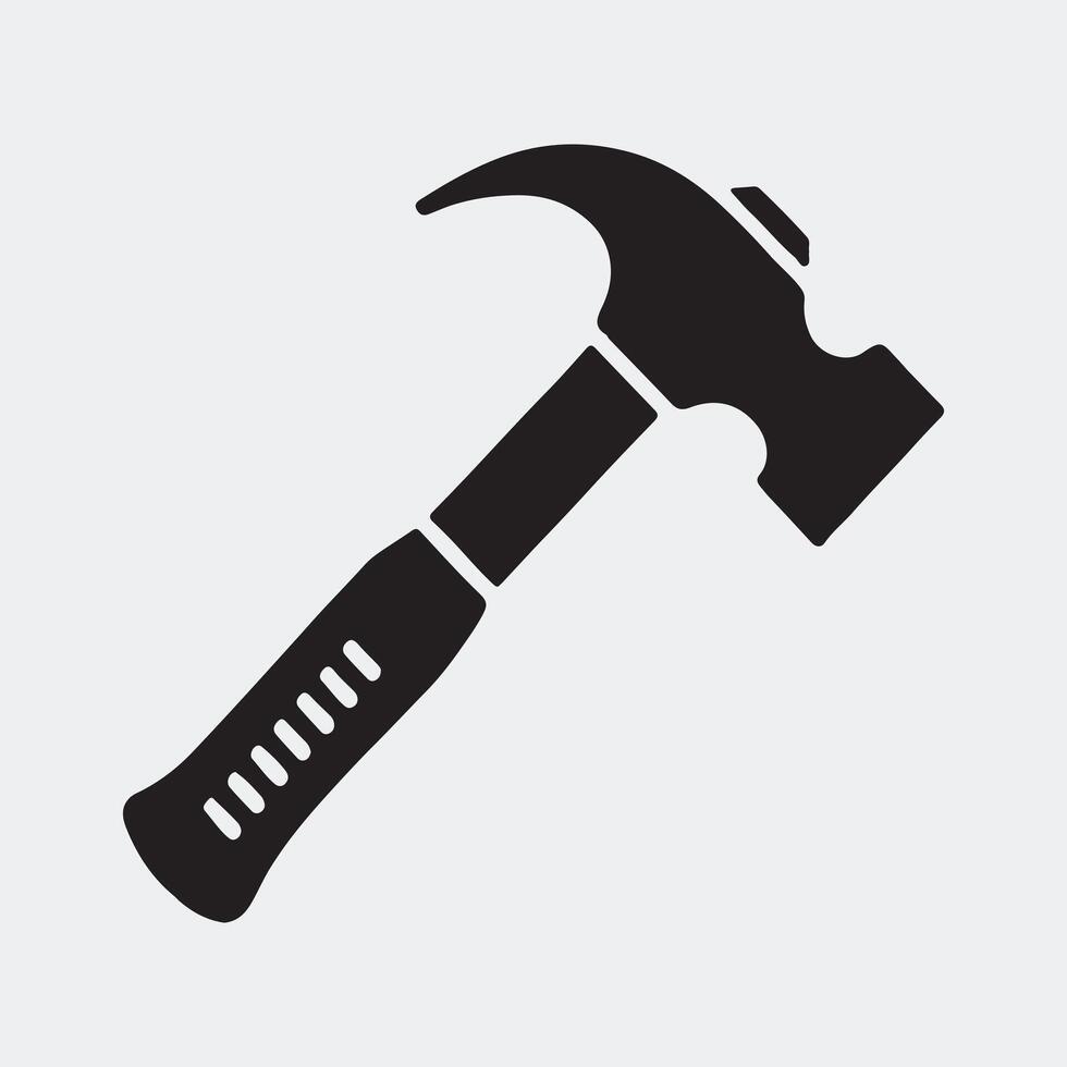 Clean Solid Black Icon of a Handheld Hammer vector