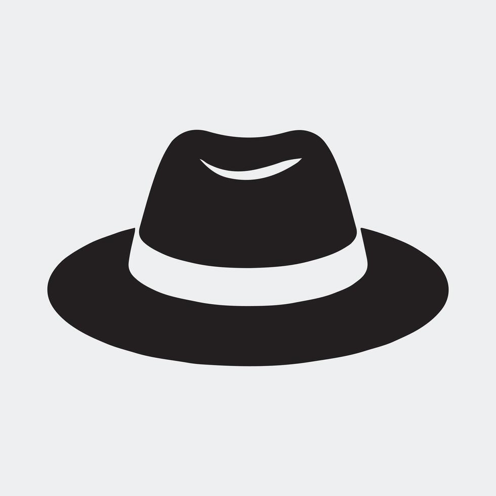 Clean Solid Fedora Hat Symbol in Simple Black Design vector
