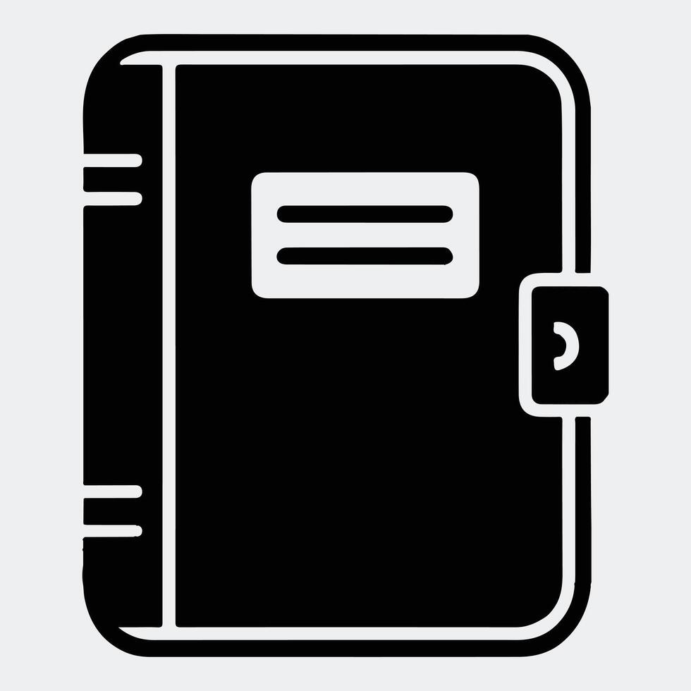Solid Black Silhouette of a Simple Notebook for Office and School vector