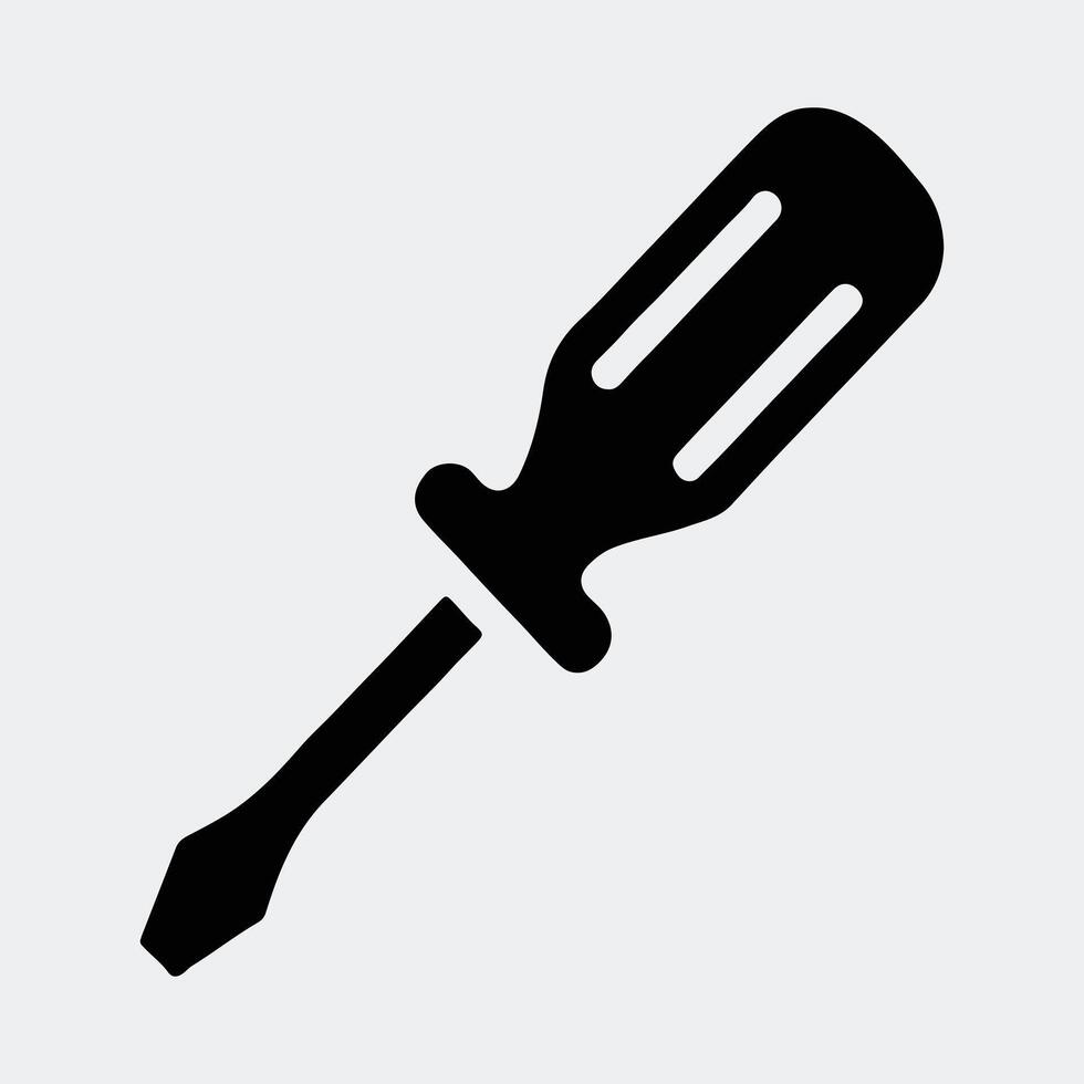 Bold Black Silhouette Screwdriver Icon for DIY and Fixing Themes vector