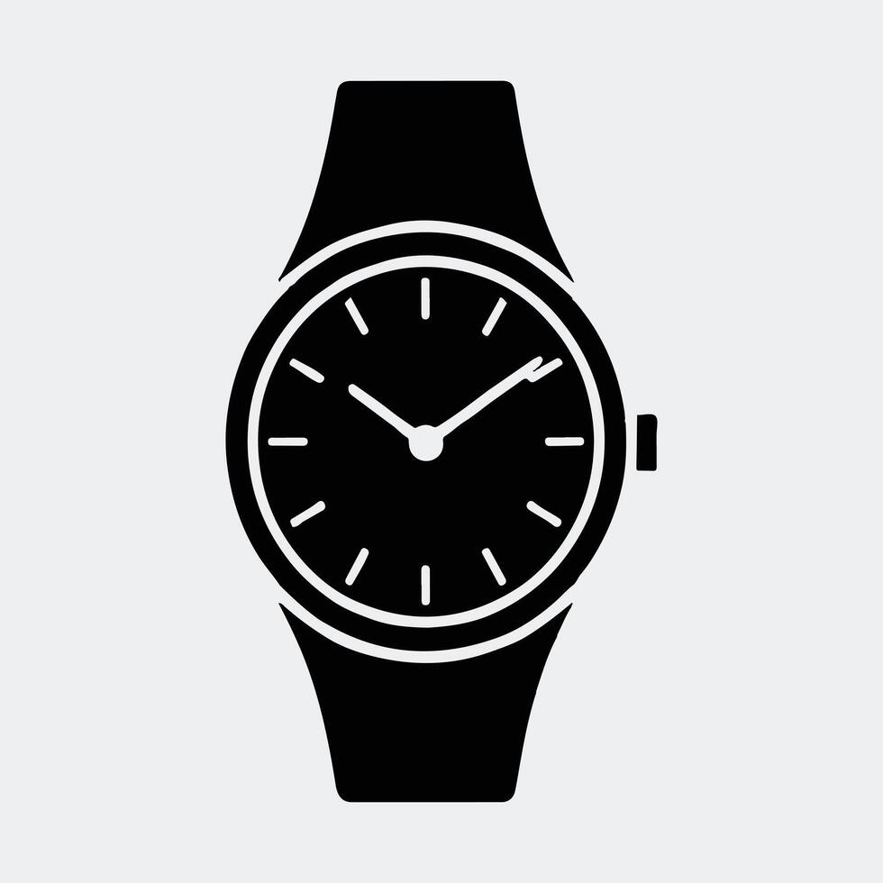 Bold Glyph Icon of a Classic Wristwatch for Timekeeping Themes vector