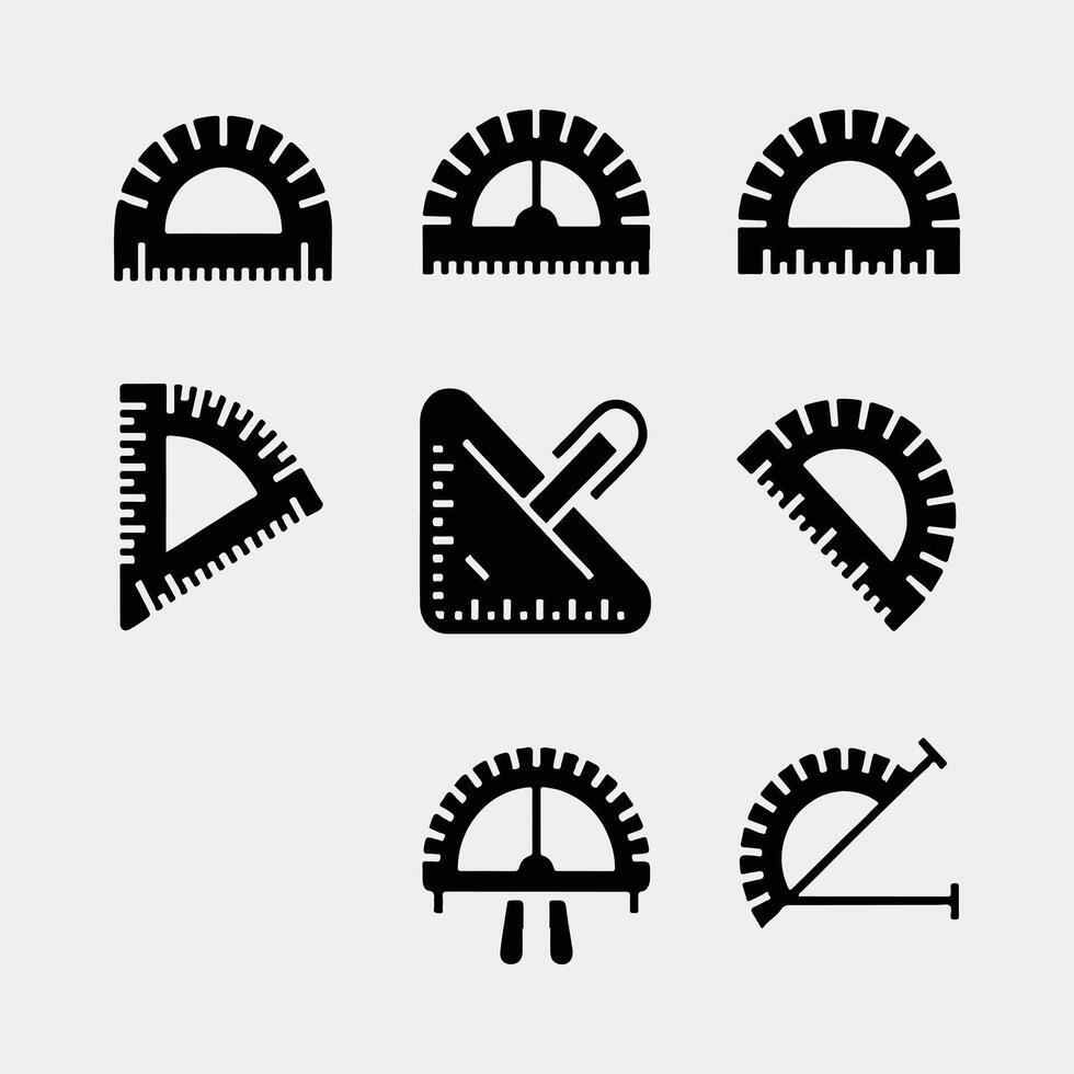 Assorted Solid Black Geometric Tools for Architecture and Education vector