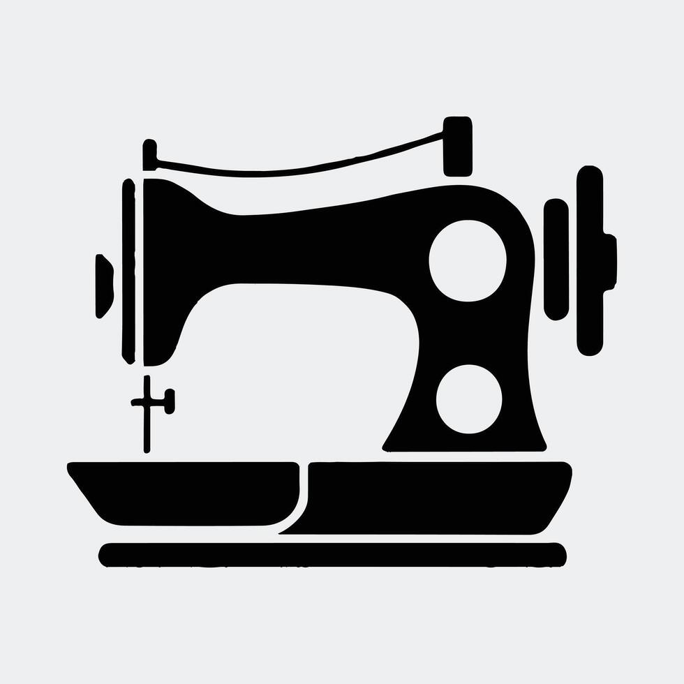 Solid Black Silhouette of a Vintage Sewing Machine vector
