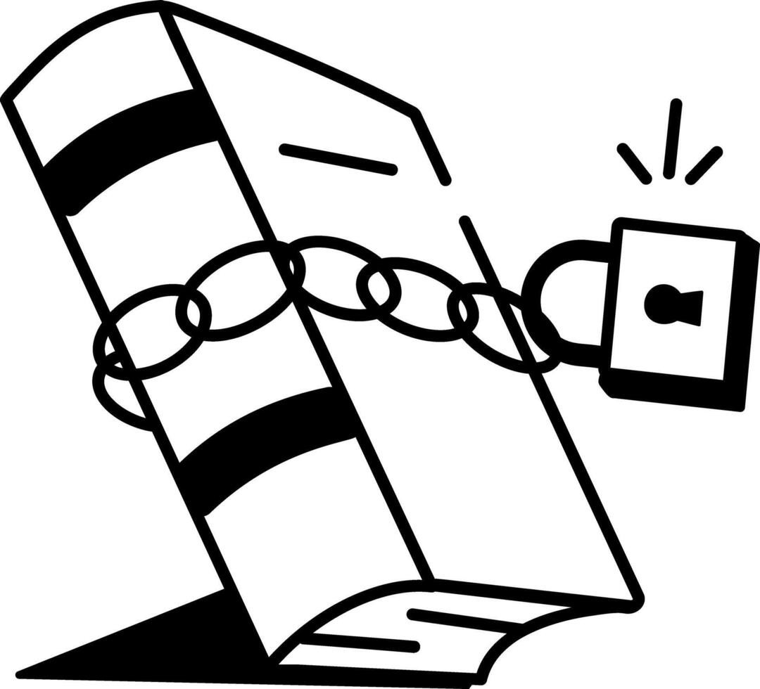A doodle style icon showing banned book vector