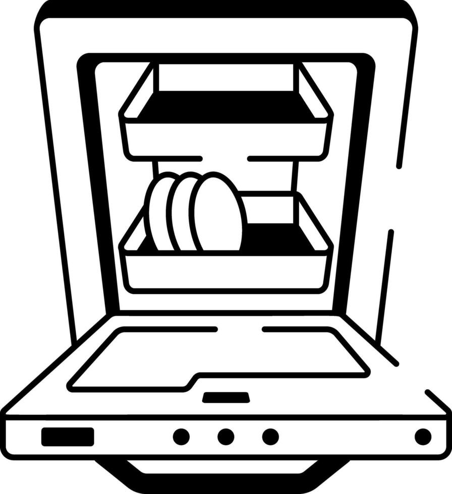 A doodle style icon showing dishwasher vector