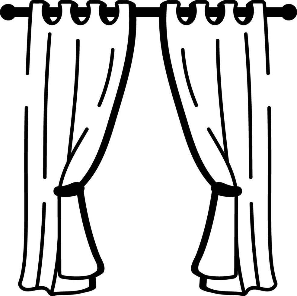 A sketchy style icon representing curtains vector
