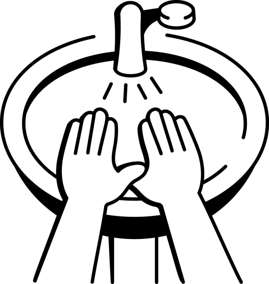 A sketchy style icon representing hand washing vector