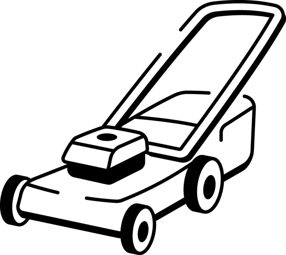 A sketchy style icon representing lawn mower vector