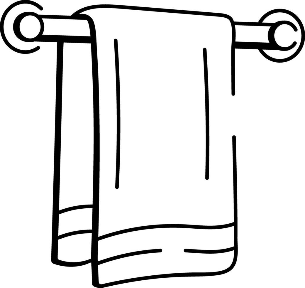 A sketchy style icon representing hanging towel vector