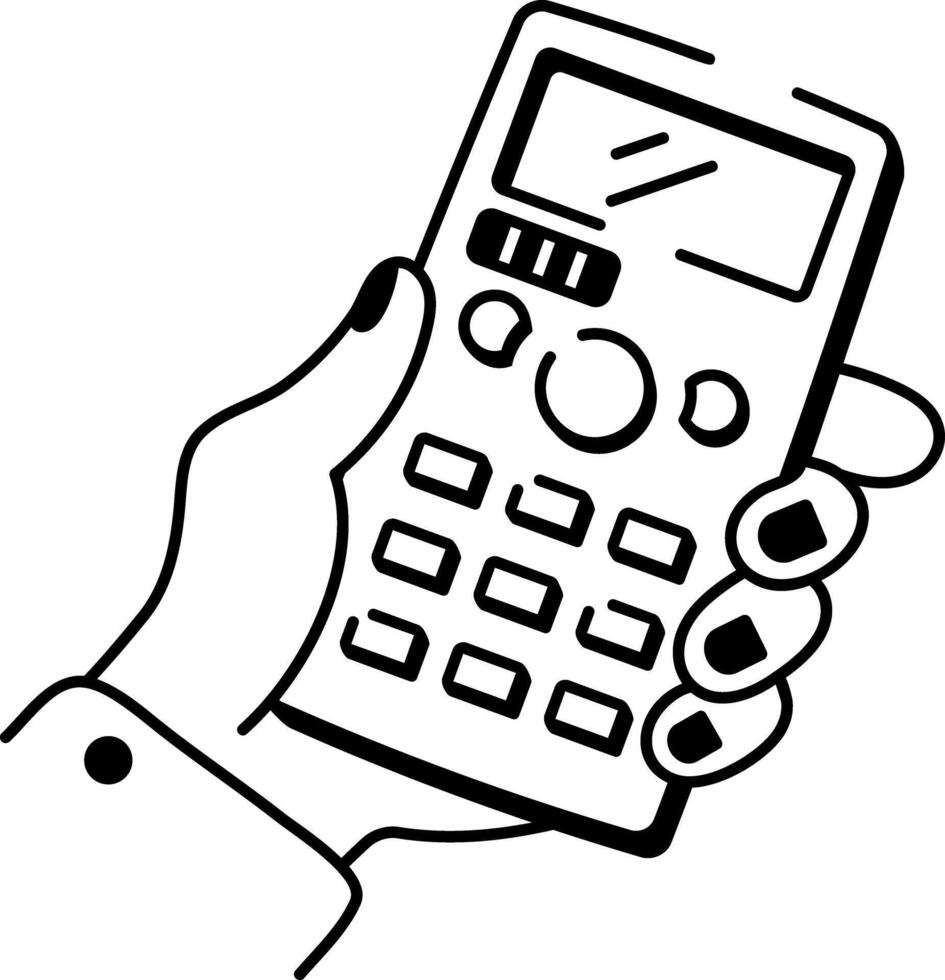 A sketchy style icon representing scientific calculator vector